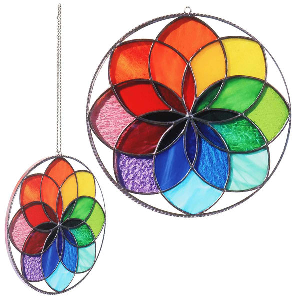 Arlmont & Co. Ayiana Rainbow Flower Window Panel Wayfair